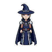 Chronomancer hero sprite with arcane time magic details.