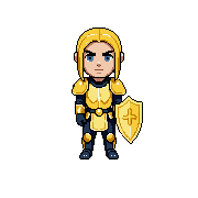 Paladin hero sprite in bright armored robes.